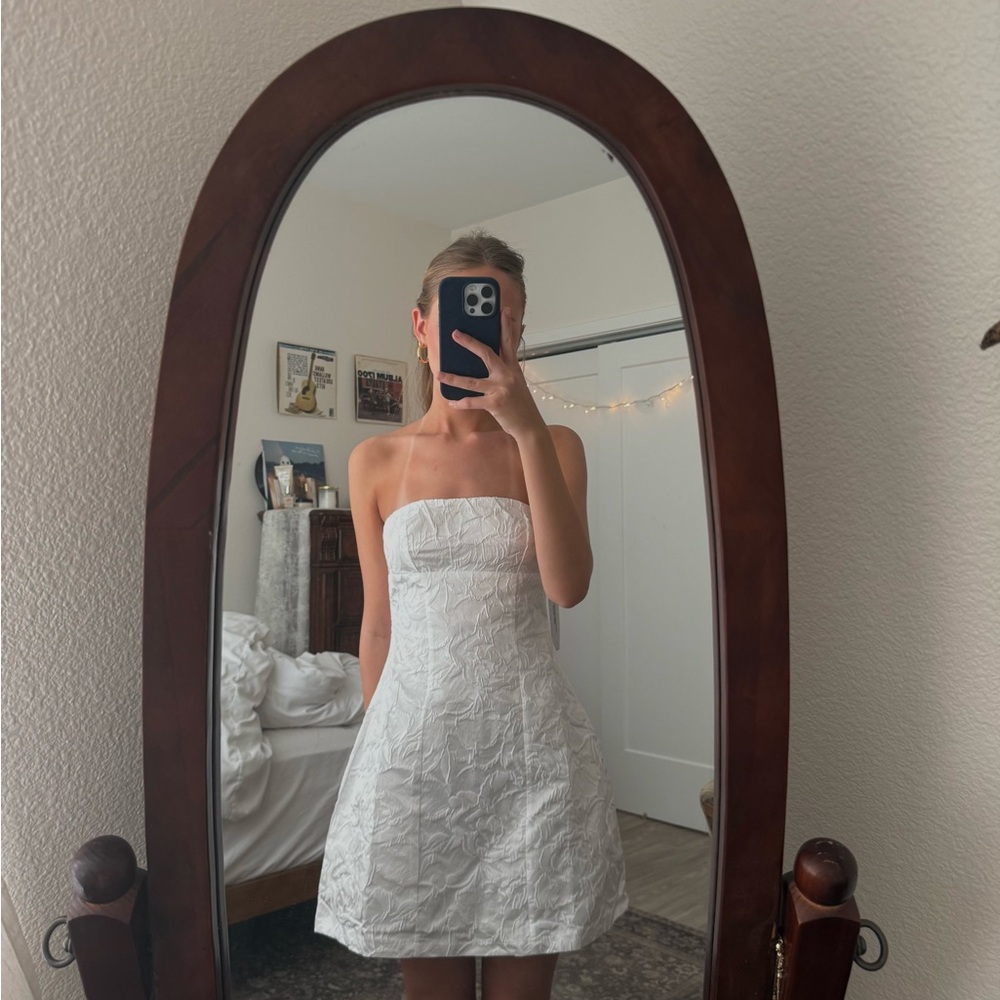 Princess Polly White Strapless Textured Mini Dress